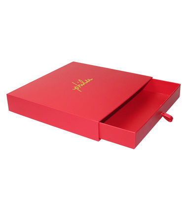 Hot Stamping Goldfolie Papier Schiebebox Rot kundenspezifische Kartonverpackungskiste