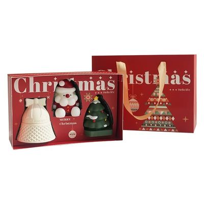 Individuelle Logo Luxus Rote Papier Weihnachtsbox mit Griff für Geschenkverpackung, Lebensmittel, Schmuck, Apotheke, Marken-Design