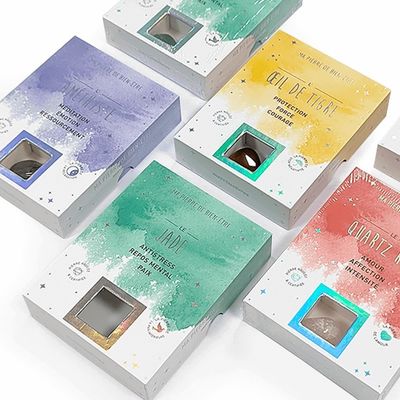Maßgeschneiderte starre Geschenkbox für Kristallglaszubehör Holographische Wirkung und Fenster auf Deckel