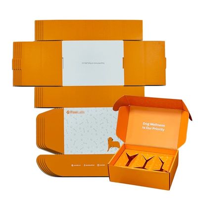 Orange Pet Food Paper Mailer Box Verpackung Öko-freundliche Hundebox Folder