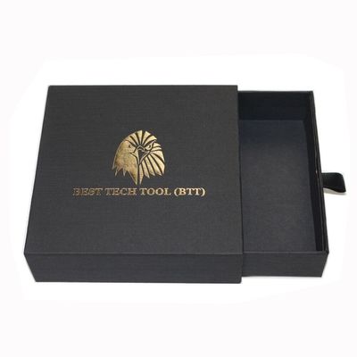 Bestellungen nach Maß Goldfolie Schaum Insert Slide Stil Schwarze Schublade Schmuckkästen für Kerze