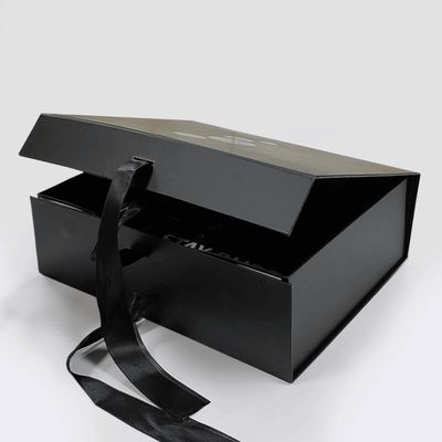 Rechteckige Luxus schwarze Magnetgeschenkbox mit Karton Liner Custom Printing Logo