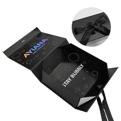 Rechteckige Luxus schwarze Magnetgeschenkbox mit Karton Liner Custom Printing Logo