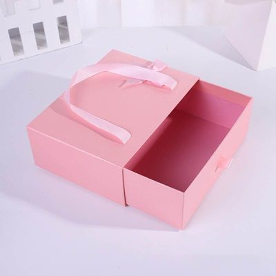 ODM OEM akzeptiert. Kostenlose Probe tragbare leere Schiebe aus Verpackung starre Schublade Typ Geschenk-Box Tasche mit Band