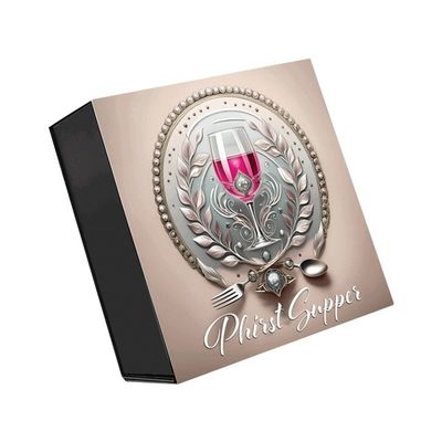 Verpackungskarton für Bankettglas mit individuellem UV-Logo und klappbarem Magnetverschluss