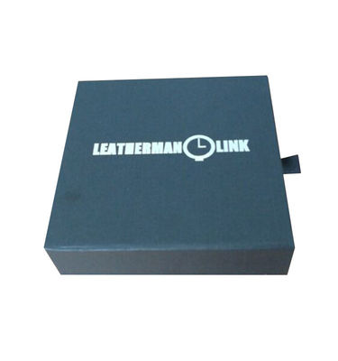 Schwarze Geschenkschublade Verpackungskiste Glanzlaminierung Bronze Blob Stempel Logo