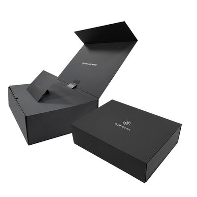 Custom Logo Schwarzes Papier Magnetisch verschließbar Klappgeschenkfach Warmfolie/UV/Lack