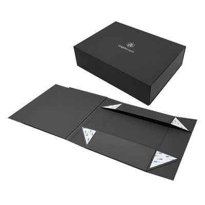 Custom Logo Schwarzes Papier Magnetisch verschließbar Klappgeschenkfach Warmfolie/UV/Lack