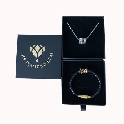 Custom Logo Druck Schwarzer Karton Schmuck Geschenkbox für Armbänder Ohrringe und Halsketten