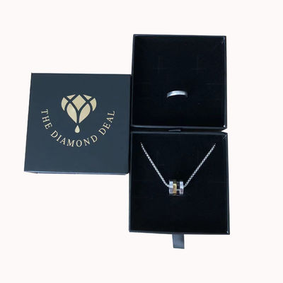 Custom Logo Druck Schwarzer Karton Schmuck Geschenkbox für Armbänder Ohrringe und Halsketten