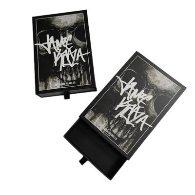Custom Logo Schädel Knochen Schublade Schieberegler Schwarz 4x6 Druck Postkarte Verpackung Geschenkbox