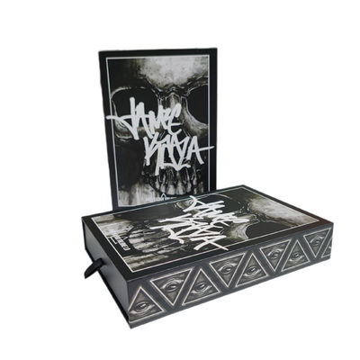 Custom Logo Schädel Knochen Schublade Schieberegler Schwarz 4x6 Druck Postkarte Verpackung Geschenkbox