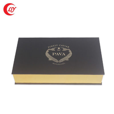 Goldverpackung Schwarzer roter Kaviar Zinnglas Geschenk-Set mit Kartonverpackung und Hülle