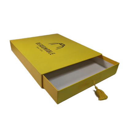 Custom Logo Druck Karton Gelb Ausziehschublade T-Shirt Verpackungskiste