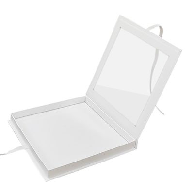 Quadratische Buchförmige PVC-Kleine Magnetkartonverpackungskiste mit Band