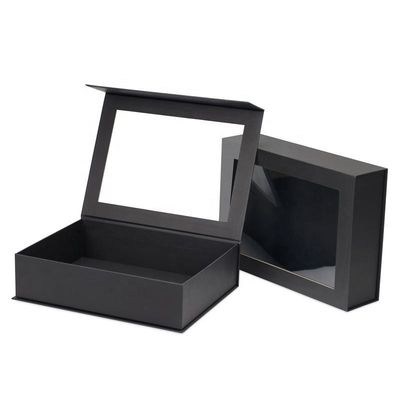 Custom Flip Top PVC Fensterpapier Verpackung Große Magnetverschluss Geschenkbox mit klarem Deckel Fenster