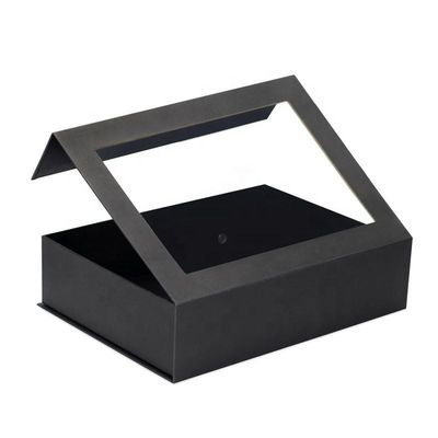 Custom Flip Top PVC Fensterpapier Verpackung Große Magnetverschluss Geschenkbox mit klarem Deckel Fenster