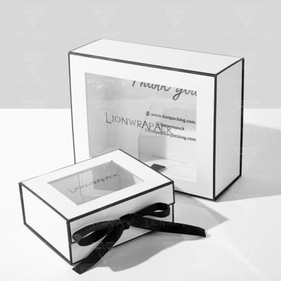 Custom Flip Top PVC Fensterpapier Verpackung Große Magnetverschluss Geschenkbox mit klarem Deckel Fenster
