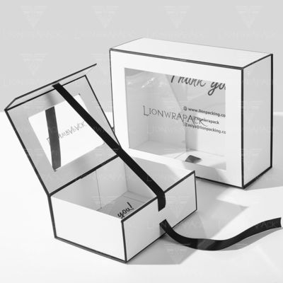 Custom Flip Top PVC Fensterpapier Verpackung Große Magnetverschluss Geschenkbox mit klarem Deckel Fenster