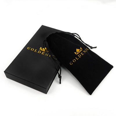 Stylische schwarze steife Schublade mit Goldfolie Custom Logo und weiche Samtverkleidung