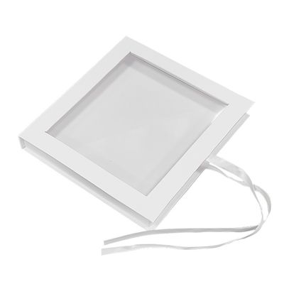 Quadratische Karton-Displaybox mit recyceltem Magnetverschluss Geschenkbox mit klarem Fenster