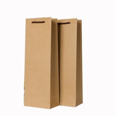 Matte schwarze Kraftpapier-Rotwein-Geschenktaschen mit flexiblem Loop-Griff
