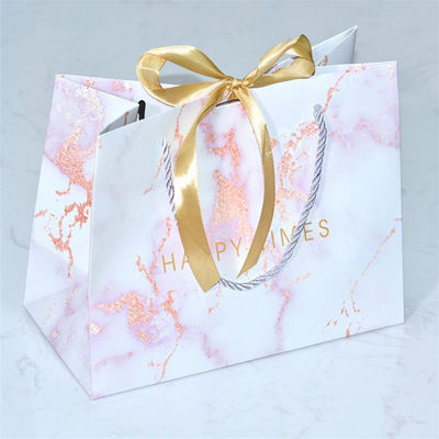 Warmstempeln kundenspezifische Luxus-Geschenktaschen recycelbare Kraft-Einkaufstaschen mit Griff