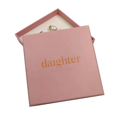 Custom Logo Halskette Ohrringe Schmuck Geschenkverpackungskiste mit Schaumstoff Einfügen starre Kartonbox für Ringe und Armbänder