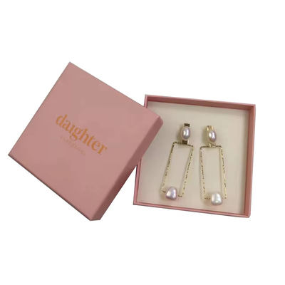 Custom Logo Halskette Ohrringe Schmuck Geschenkverpackungskiste mit Schaumstoff Einfügen starre Kartonbox für Ringe und Armbänder