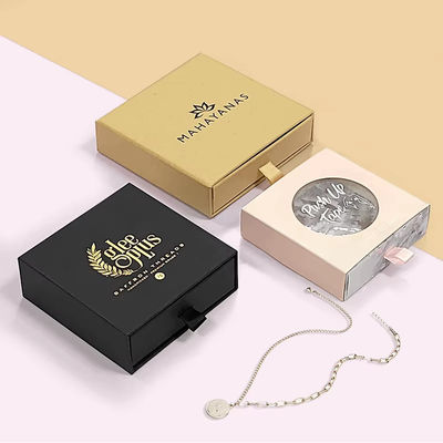Custom Logo Halskette Ohrringe Schmuck Geschenkverpackungskiste mit Schaumstoff Einfügen starre Kartonbox für Ringe und Armbänder