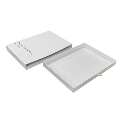 Weiße Schachtel mit Texturmuster einfach elegant mit Logo Silber glänzend Karton Schublade Schmuck Kleines Geschenk Verpackung