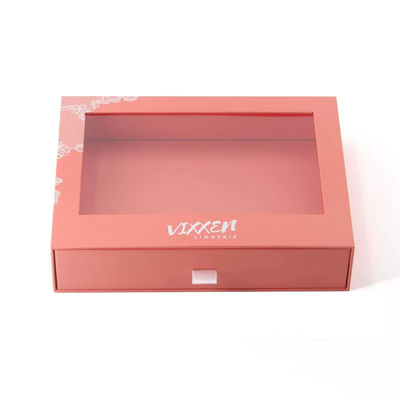 Papierschublade Karton Geschenkfolie Schiebeverpackung mit klarem PVC-Druckschnittfenster