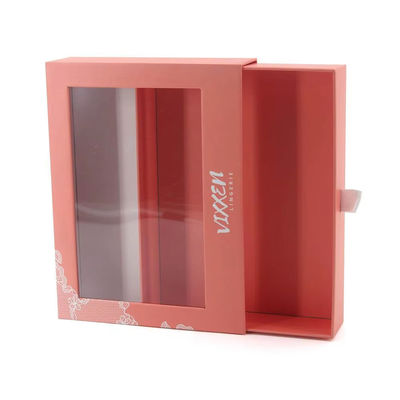 Papierschublade Karton Geschenkfolie Schiebeverpackung mit klarem PVC-Druckschnittfenster