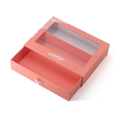 Papierschublade Karton Geschenkfolie Schiebeverpackung mit klarem PVC-Druckschnittfenster