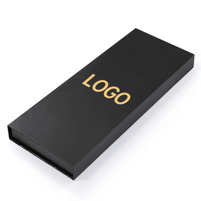 Luxuriöses Logo Schwarzes Papier Schmuck Verpackungskiste Für Armband Anhänger starre Magnetbox