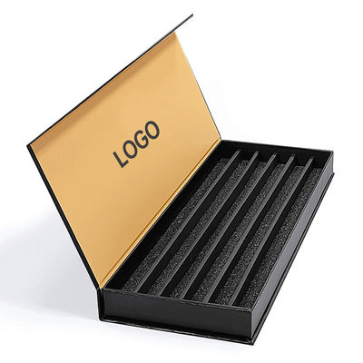 Luxuriöses Logo Schwarzes Papier Schmuck Verpackungskiste Für Armband Anhänger starre Magnetbox