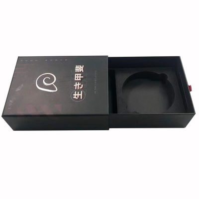 Passen Sie die Schublade an Papierbox Verpackung Geschenkbox Paket Schwarze Geschenkbox mit EVA-Einsatz