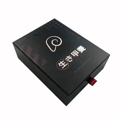 Passen Sie die Schublade an Papierbox Verpackung Geschenkbox Paket Schwarze Geschenkbox mit EVA-Einsatz