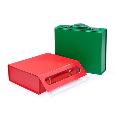 Custom Logo Geschenkbox aus exquisitem recycelbaren Karton mit praktischem Ledergriff