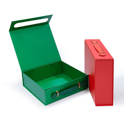 Custom Logo Geschenkbox aus exquisitem recycelbaren Karton mit praktischem Ledergriff