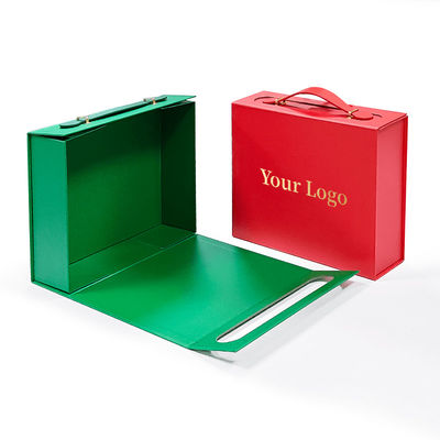Custom Logo Geschenkbox aus exquisitem recycelbaren Karton mit praktischem Ledergriff
