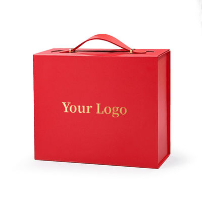 Custom Logo Geschenkbox aus exquisitem recycelbaren Karton mit praktischem Ledergriff