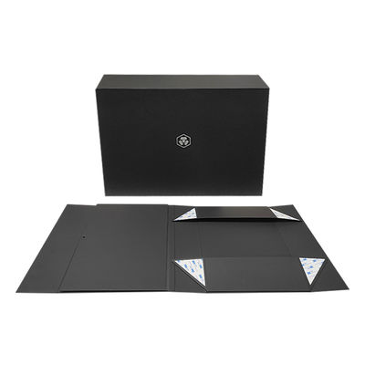 Custom Logo Design Schwarz starre Flachkarton Magnetische Klappboxen Regalo für Kosmetik Geschenkverpackung