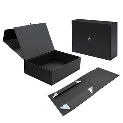Custom Logo Design Schwarz starre Flachkarton Magnetische Klappboxen Regalo für Kosmetik Geschenkverpackung