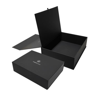 Custom Logo Design Schwarz starre Flachkarton Magnetische Klappboxen Regalo für Kosmetik Geschenkverpackung
