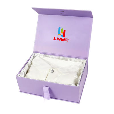 Custom High End Schwarze Magnetbox Kleidung Karton Geschenkverpackung Menschenhaar Verpackungskiste mit Satinseide
