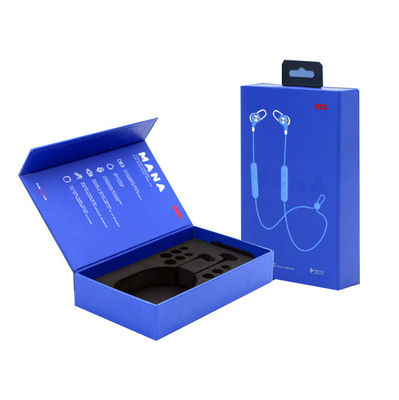 Personalisiertes Logo Luxuskarton Magnetische drahtlose Kopfhörer Verpackungskiste mit EVA Liner Verpackung Hängekiste