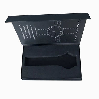 Custom Logo Luxus Schwarzes Karton Smart Watch Magnetische Geschenkverpackung Box Einzeluhr mit Schaumfolie