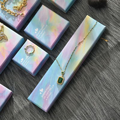 Customized Logo Schmuckkästen Frauen Halskette Ohrringe Ring schön verpackt Vollset von Papier Geschenkkästen