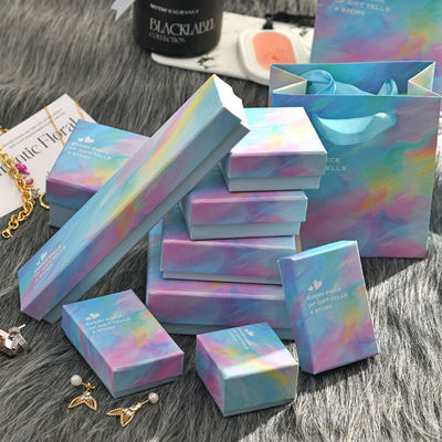 Customized Logo Schmuckkästen Frauen Halskette Ohrringe Ring schön verpackt Vollset von Papier Geschenkkästen